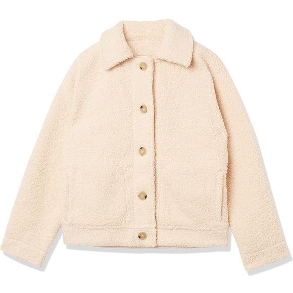 Aware Sherpa Teddy Shacket Recycled Polyester Ivory Cream NWT - Picture 2 of 5